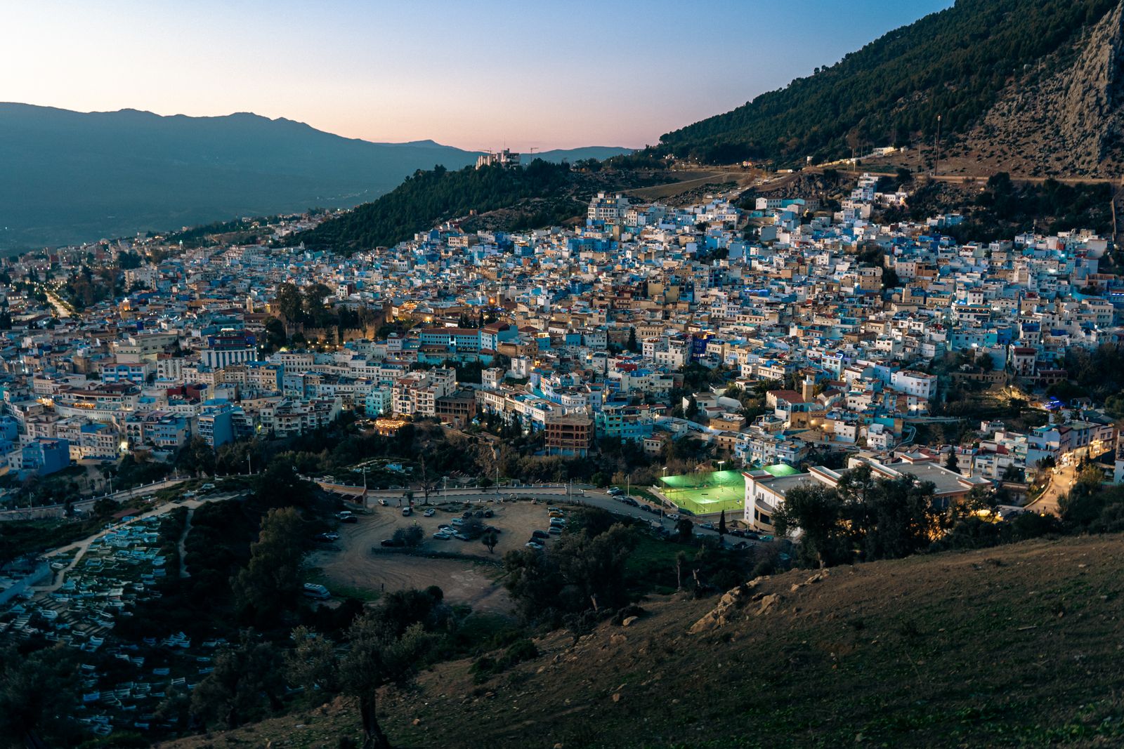 Image of Chefchaouen at twilight, Morocco